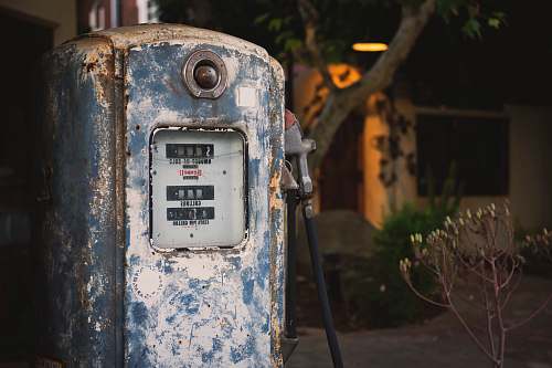 pump blue metal analog electric meter petrol pump